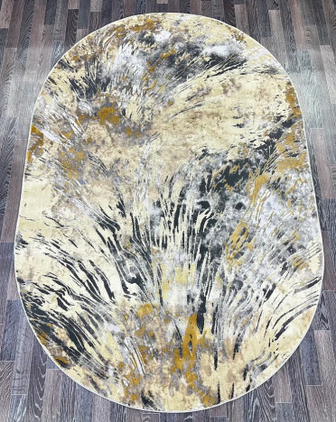 Ковер турецкий A2082A Lisa (Полиэстер, желтый, серый) овальный