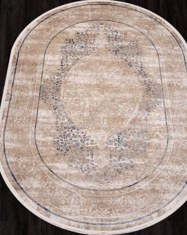 Ковер турецкий SI054A LISSABON (Полиэстер хит-сет, бежевый) овальный