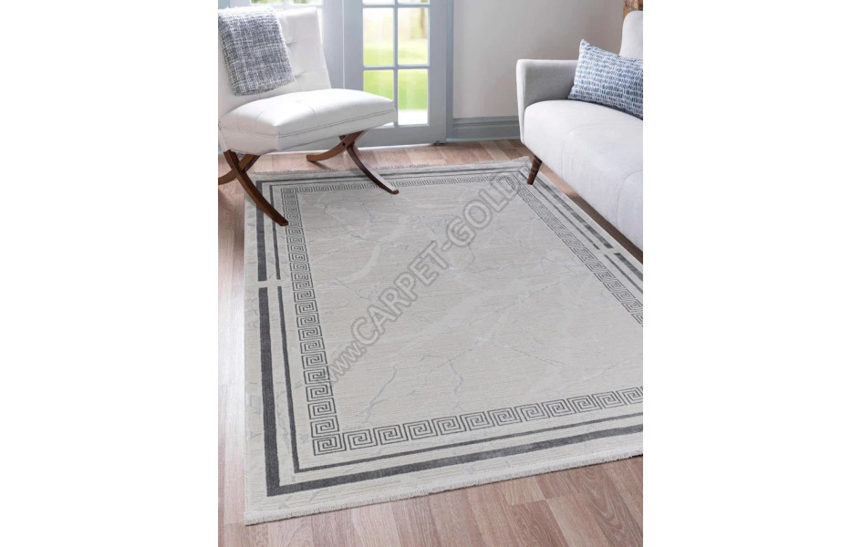 Ковер турецкий Leonidas B0740A GRAY WHITE